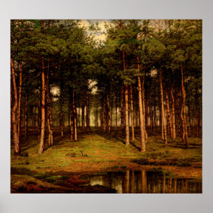 Fir Forest in Putte with Rabbits Jean  Lamorinière Poster