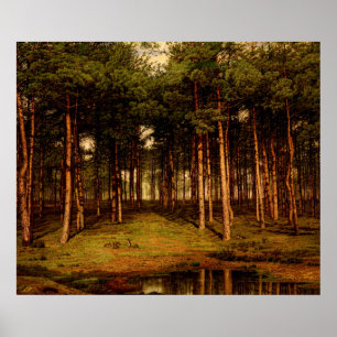 Fir Forest in Putte with Rabbits Jean Lamorinière Poster