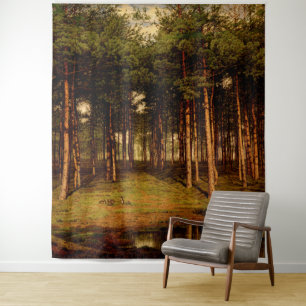 Fir Forest in Putte with Rabbits Jean  Lamorinière Tapestry