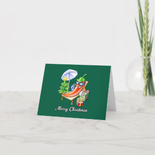 Fir Green Or Wine Red Merry Christmas Chilli Holiday Card