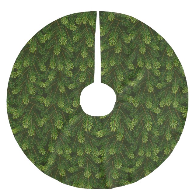 Fir/Pine Branches Brushed Polyester Tree Skirt (Front)