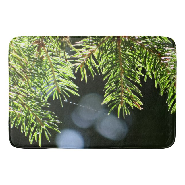 Fir pine needles with bokeh bath mat (Front)