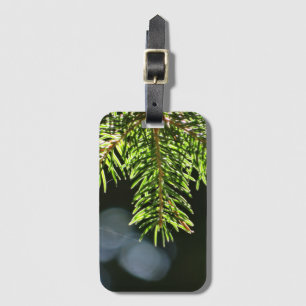 Fir pine needles with bokeh luggage tag