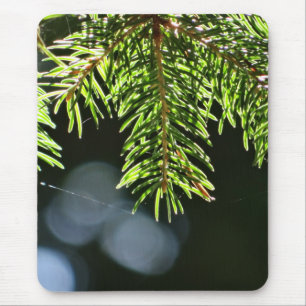 Fir pine needles with bokeh mouse mat