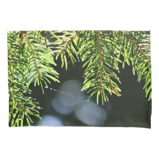 Fir pine needles with bokeh pillowcase (Front)