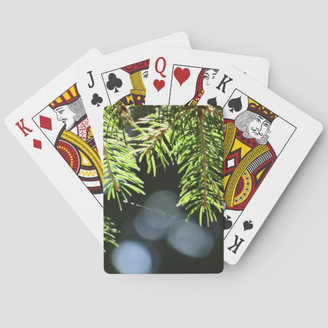 Fir pine needles with bokeh playing cards (Back)