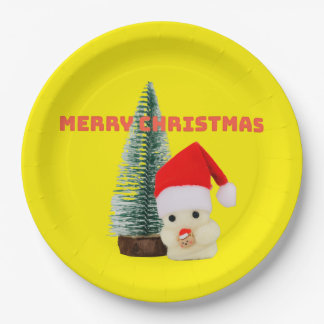 Fir Tree and Ghost Christmas Paper Plate