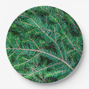Fir tree branch paper plate