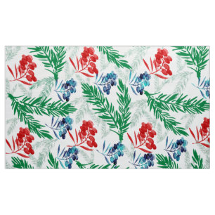 Fir Tree Branches with Berries Fabric