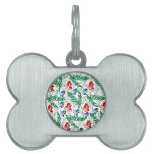 Fir Tree Branches with Berries Pet Name Tag