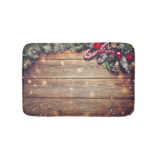 Fir Tree Christmas: Dark Wood Decoration Bath Mat (Front)