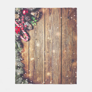 Fir Tree Christmas: Dark Wood Decoration Fleece Blanket