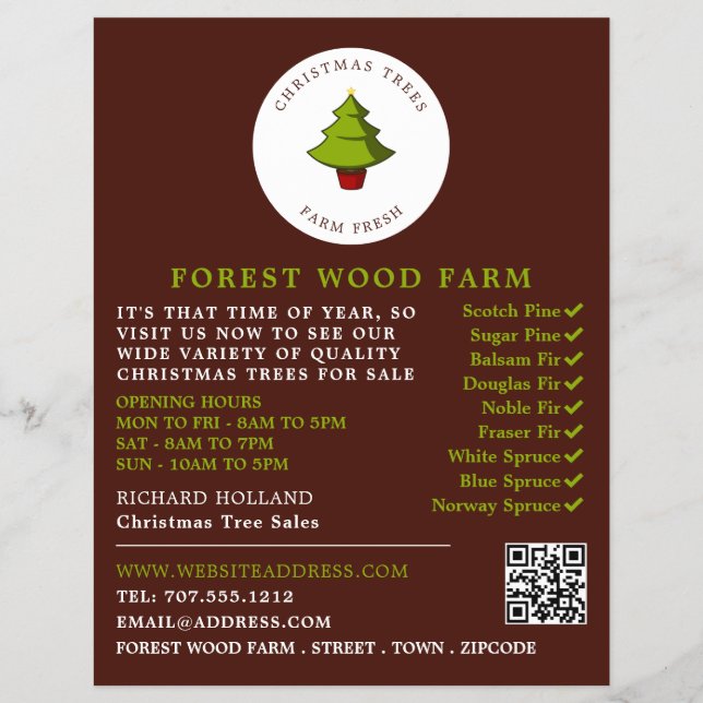 Fir Tree Design, Christmas Tree Sales Flyer (Front)