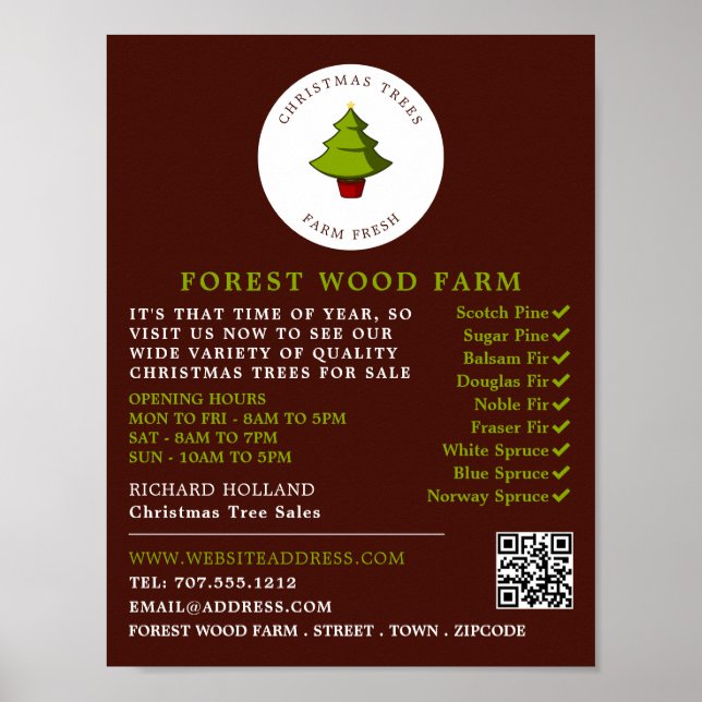 Fir Tree Design, Christmas Tree Sales Poster (Front)