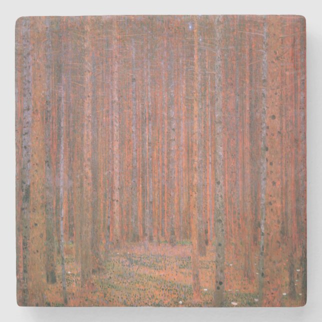 Fir Tree Forest (by Gustav Klimt) Stone Coaster (Front)