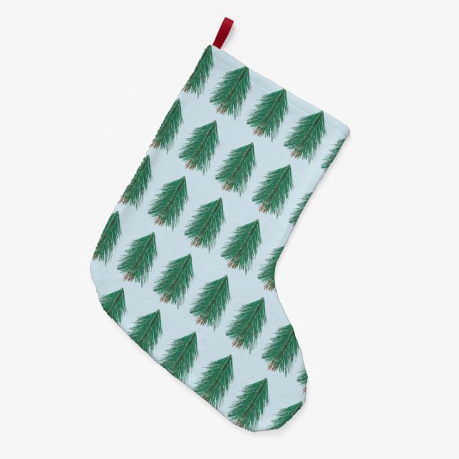 Fir Tree Forest   Large Christmas Stocking (Front (Hanging))