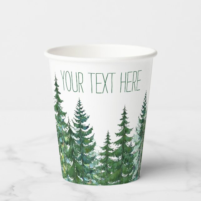 Fir Tree Forest Rustic Outdoor Wedding Paper Cups (Back)