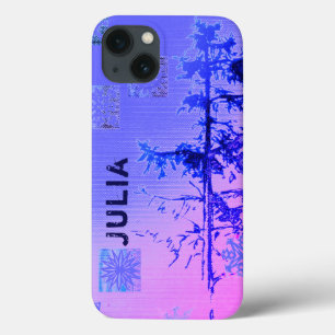 Fir Tree & Snowflakes & Your Name iPhone 13 Case