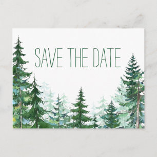 Fir Tree Wedding Save the Date Announcement Postcard