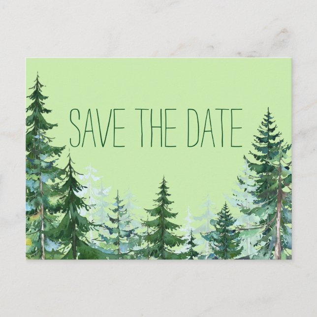 Fir Tree Wedding Save the Date Card (Front)