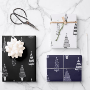 Fir trees christmas pattern wrapping paper sheet