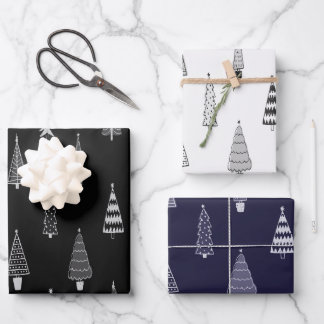 Fir trees christmas pattern wrapping paper sheet