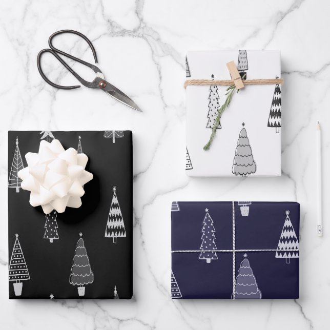 Fir trees christmas pattern wrapping paper sheet (Front)