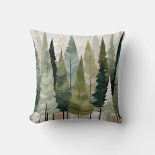 Fir Trees Green Neutral Cushion