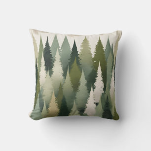 Fir Trees Green Neutrals  Cushion