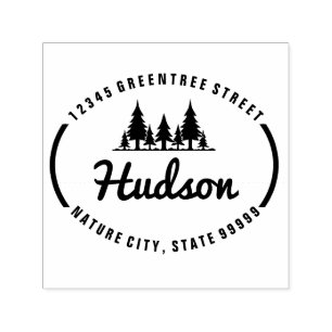 Fir Trees Oval Design ID304 Self-inking Stamp