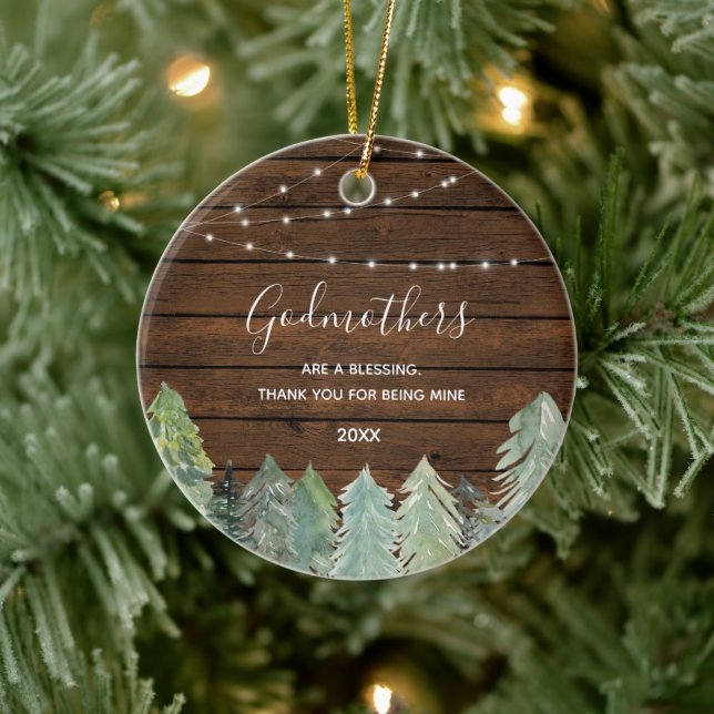 Fir Trees Winter Forest Woodland Godparents Ceramic Tree Decoration (Tree)