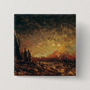 Fire 15 Cm Square Badge