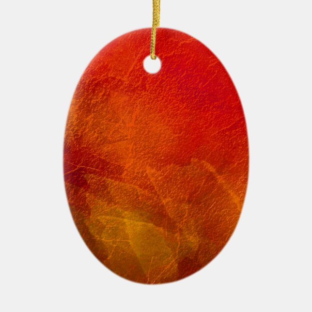 Fire - Abstract Art in Orange, Yellow, Red Ceramic Tree Decoration (Front)