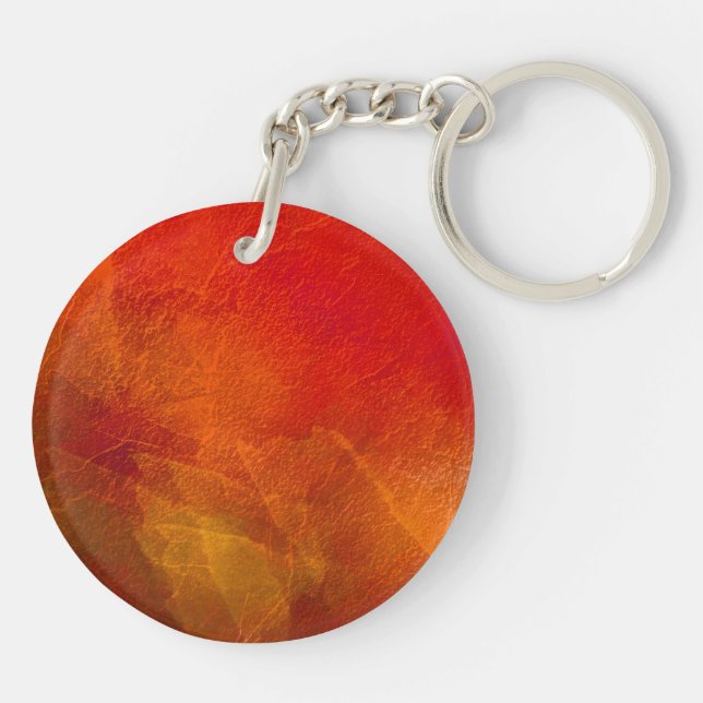 Fire - Abstract Background Art in Deep Orange Key Ring (Back)