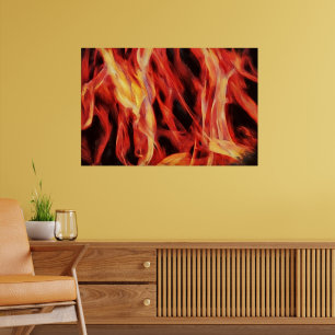 Fire Abstract Flame Red Gold Art Poster