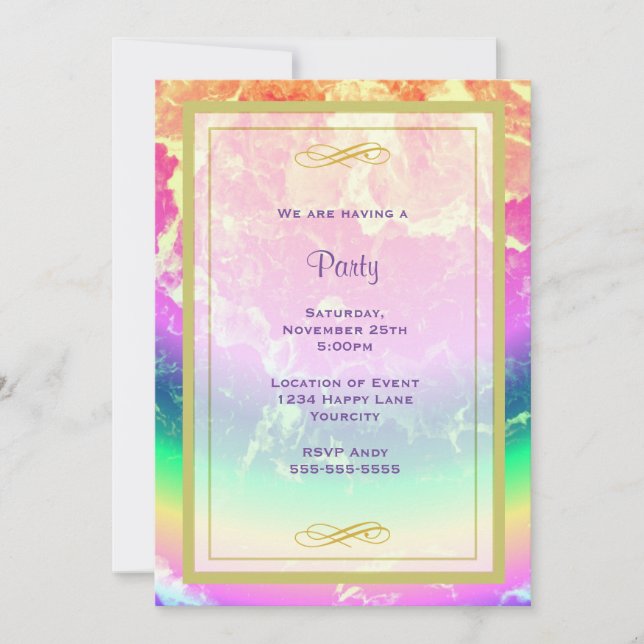 Fire Abstract with Rainbow Colours Generic Party Invitation (Front)