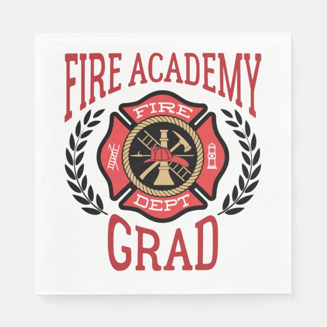 Fire Academy Grad Graduation Napkin (Front)