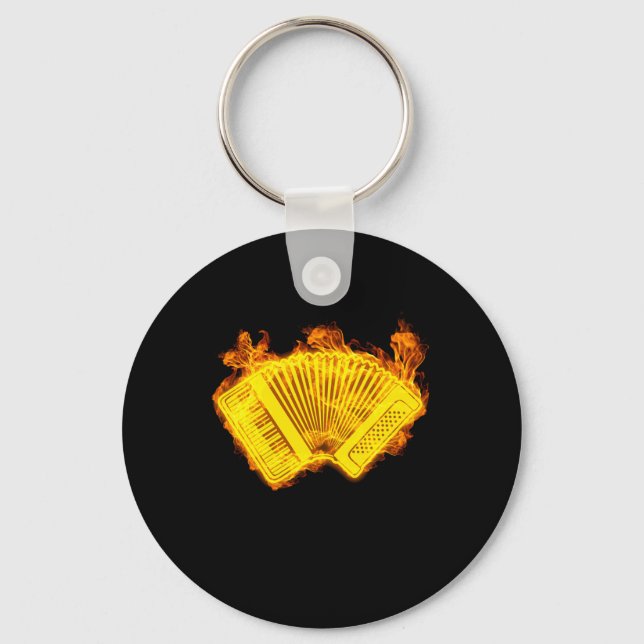 Fire Accordion Keyboard Instrument Key Ring (Front)