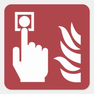 Fire Alarm Button Safety Sign Square Sticker