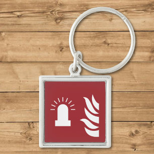 Fire Alarm Flashing Light Safety Sign Key Ring