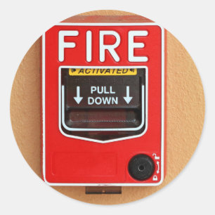 Fire Alarm Handle Classic Round Sticker