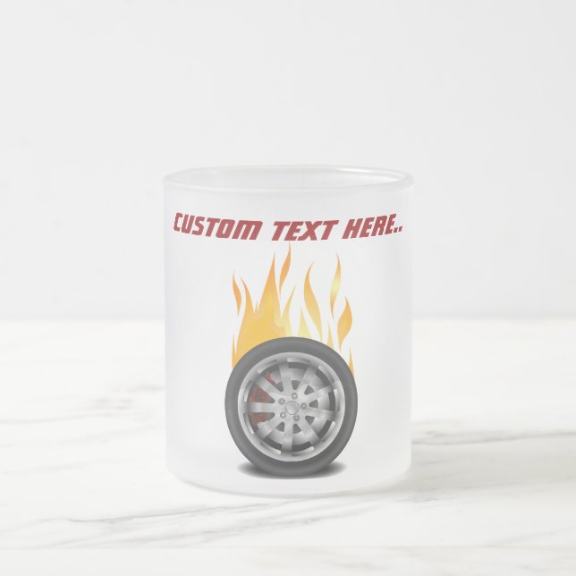 Fire, Alloy Frosted Glass Coffee Mug (Center)