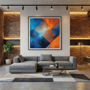 Fire and Blue Abstraction Canvas Print