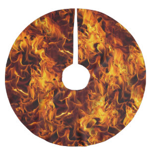 Fire and Flame Pattern Brushed Polyester Tree Skirt