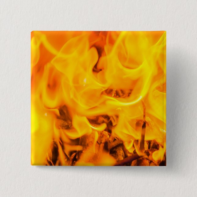 Fire and flames 15 cm square badge (Front)