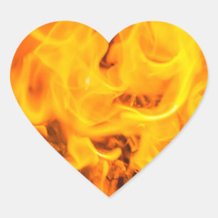 Fire and flames heart sticker
