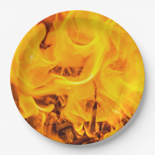 Fire and flames paper plate