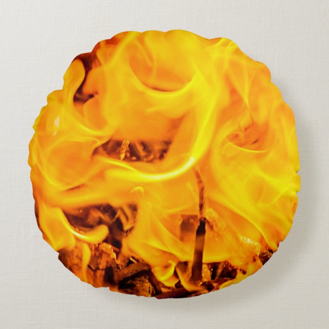 Fire And Flames Pattern Round Cushion (Front)