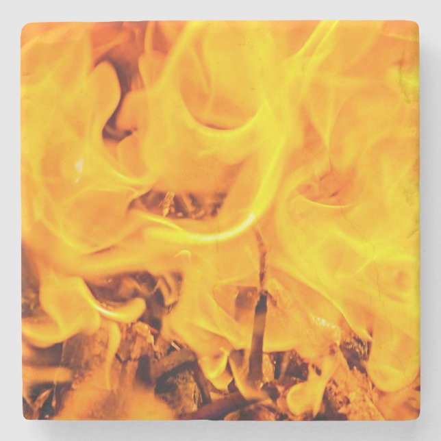 Fire And Flames Pattern Stone Coaster (Front)