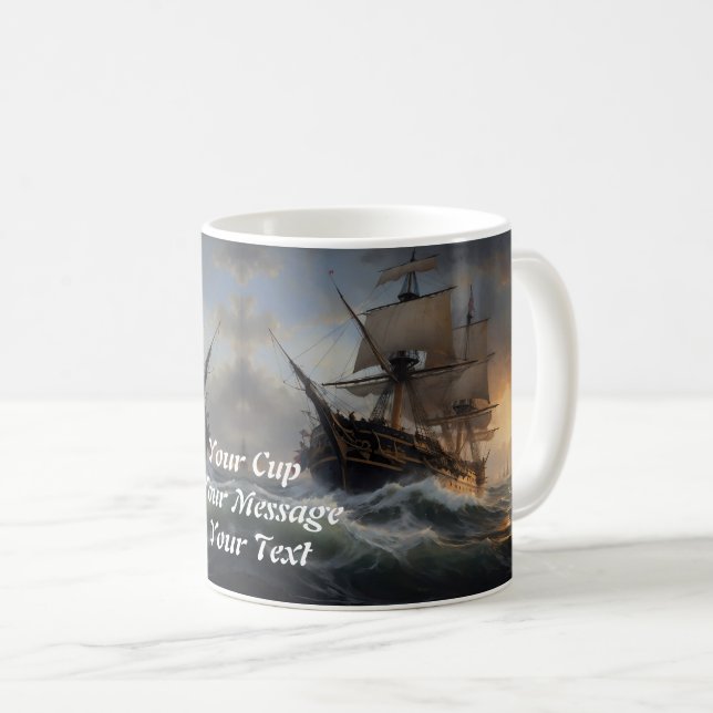 Fire and Foam: The English Warship of 1805 Coffee Mug (Front Right)